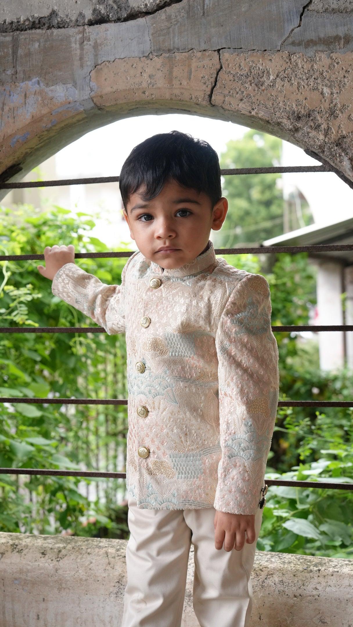 Deer Work Premium Velvet Jodhpuri Bandgala with Pants - Funny Bones Clothings