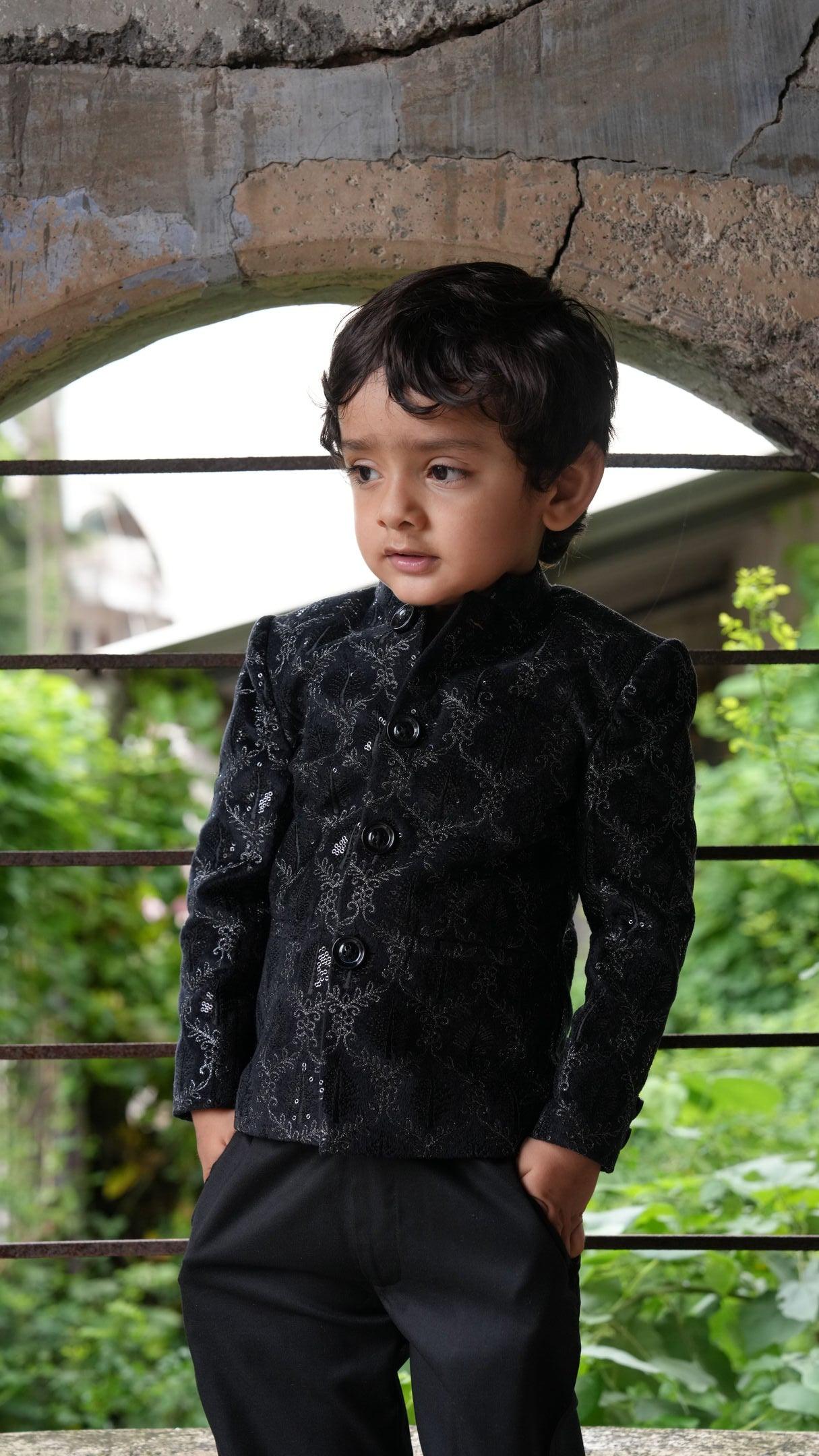 Beautiful Tree Work Premium Velvet Jodhpuri Bandgala with Pants - Funny Bones Clothings