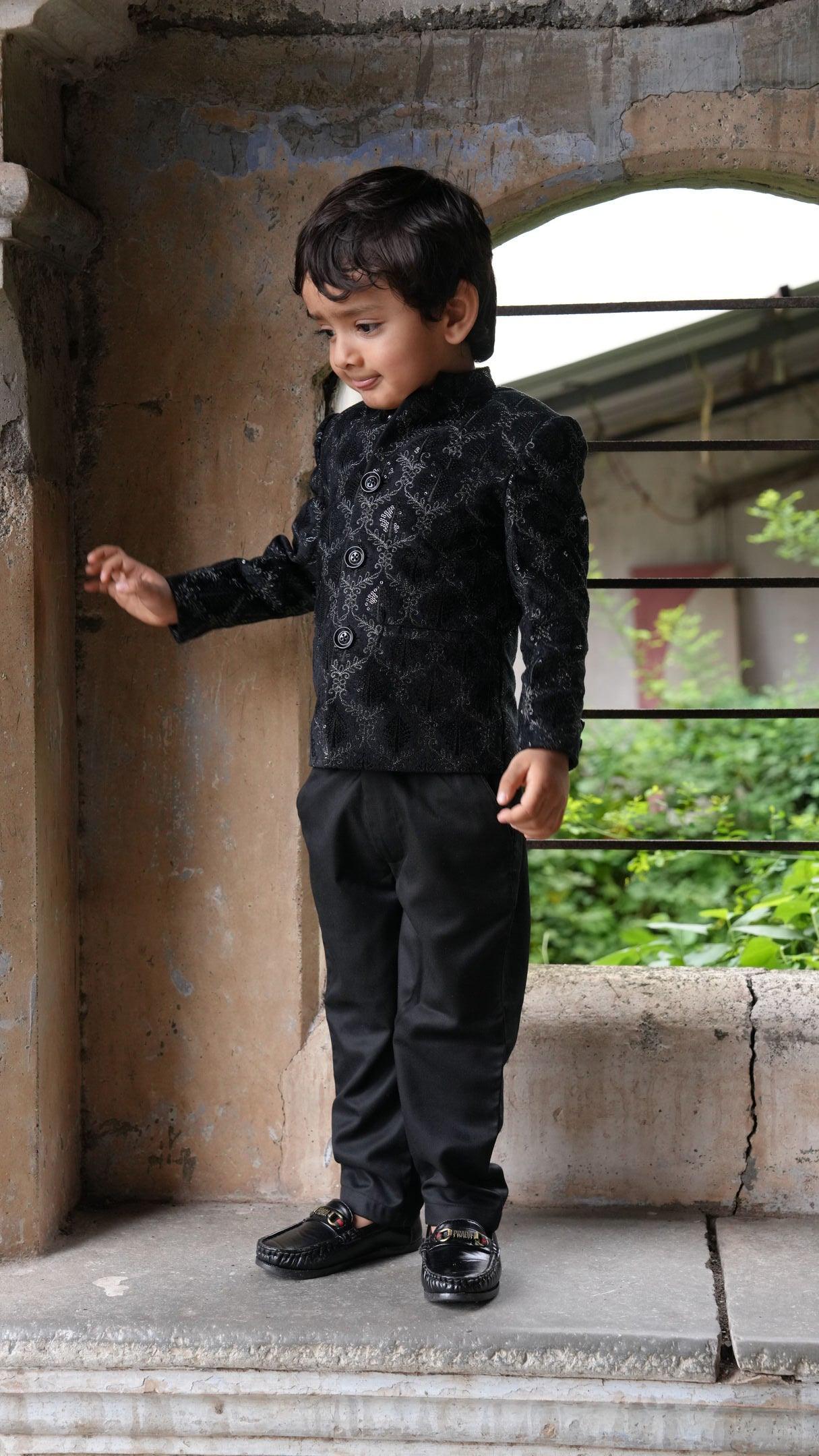 Beautiful Tree Work Premium Velvet Jodhpuri Bandgala with Pants - Funny Bones Clothings