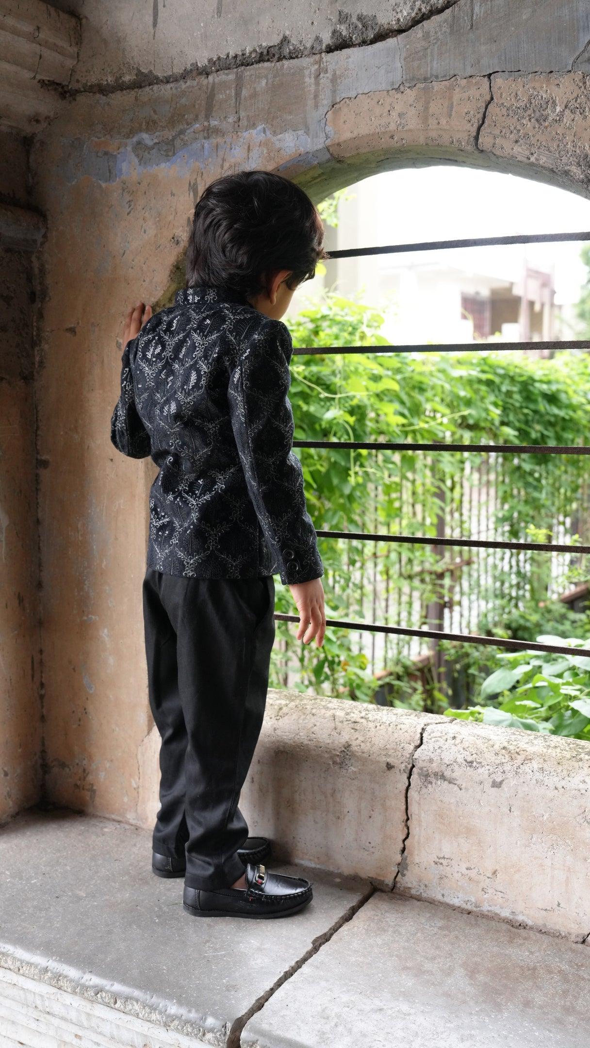 Beautiful Tree Work Premium Velvet Jodhpuri Bandgala with Pants - Funny Bones Clothings