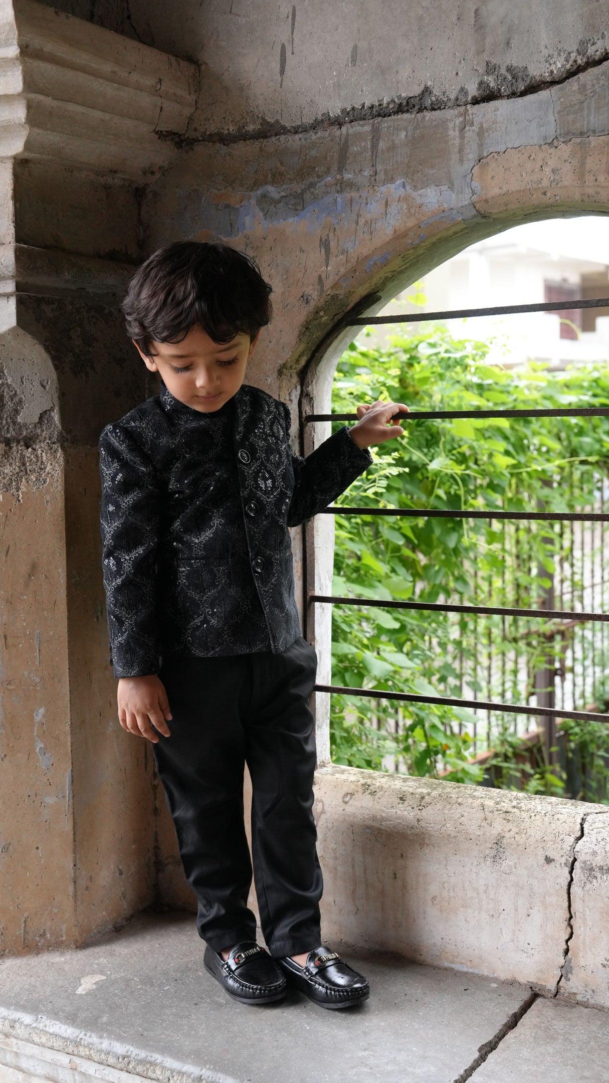 Beautiful Tree Work Premium Velvet Jodhpuri Bandgala with Pants - Funny Bones Clothings