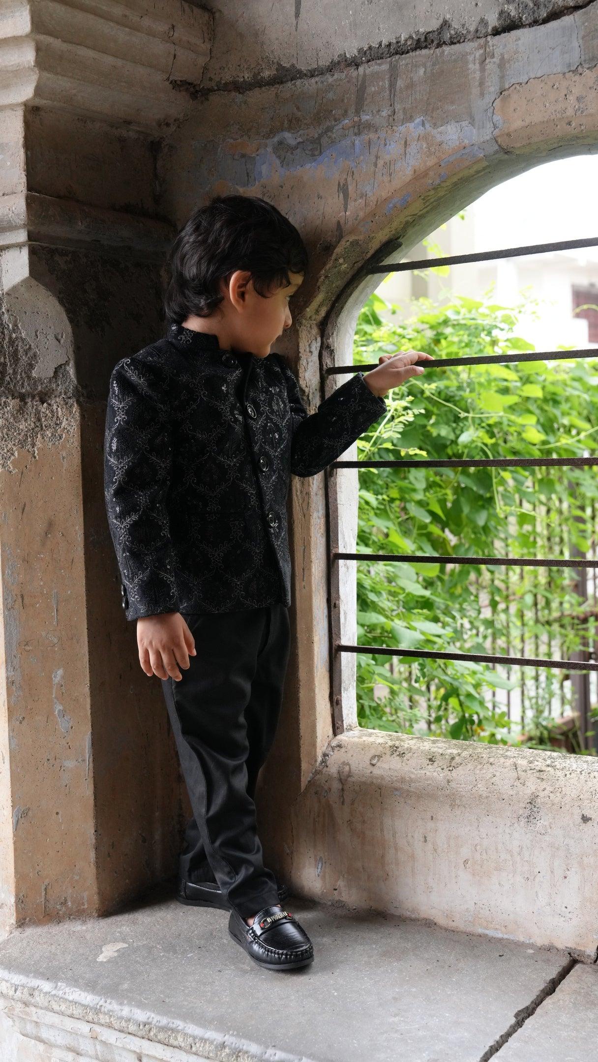 Beautiful Tree Work Premium Velvet Jodhpuri Bandgala with Pants - Funny Bones Clothings