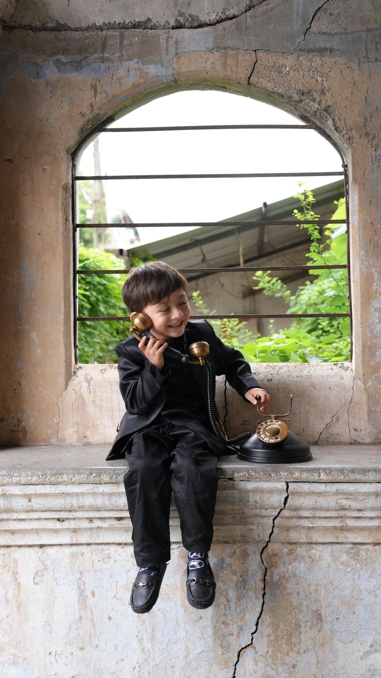 Royal Elephant Work Premium Satin Jodhpuri Open Jacket with Kurta Pajama Set - Funny Bones Clothings