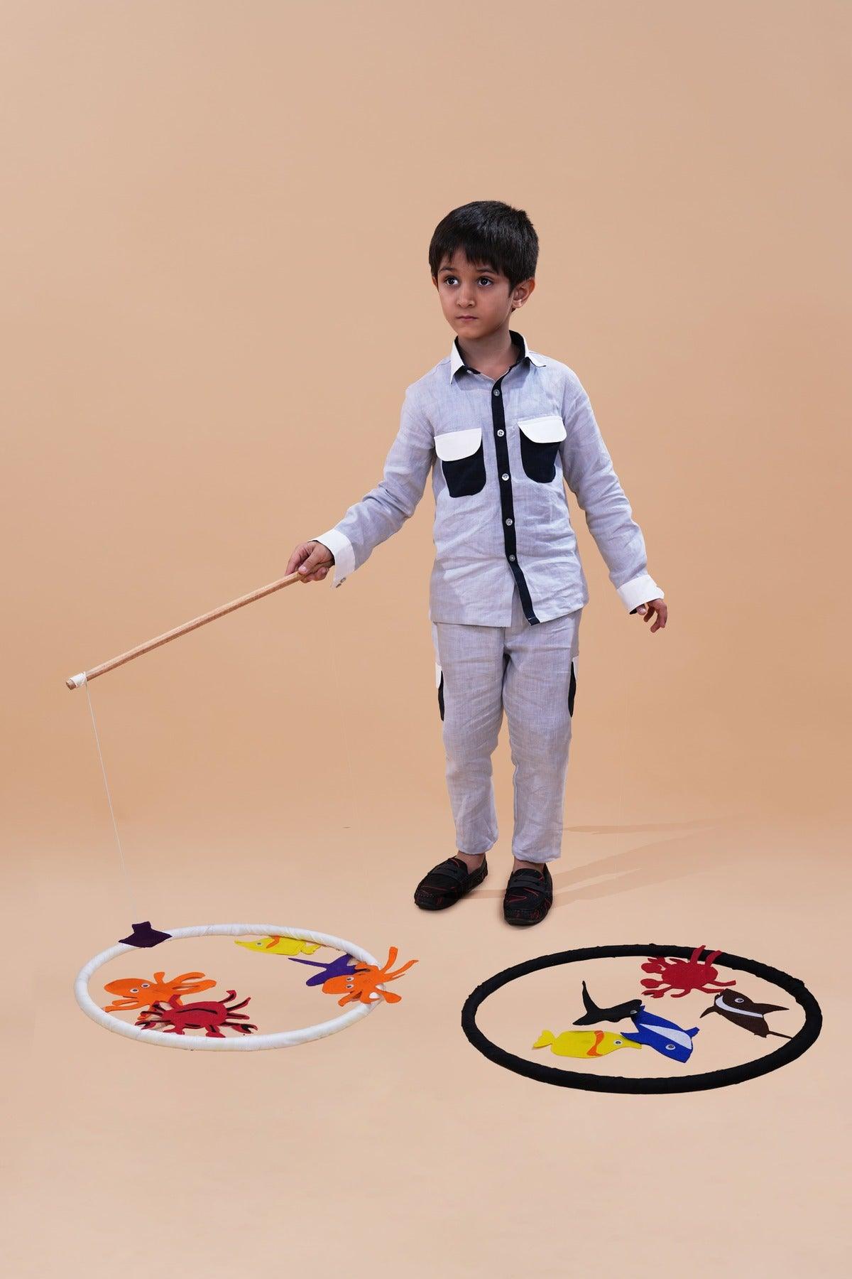 Cargo Pocket Styled Pure Linen Premium Co-ords - Grey - Dark Blue - White - Funny Bones Clothings