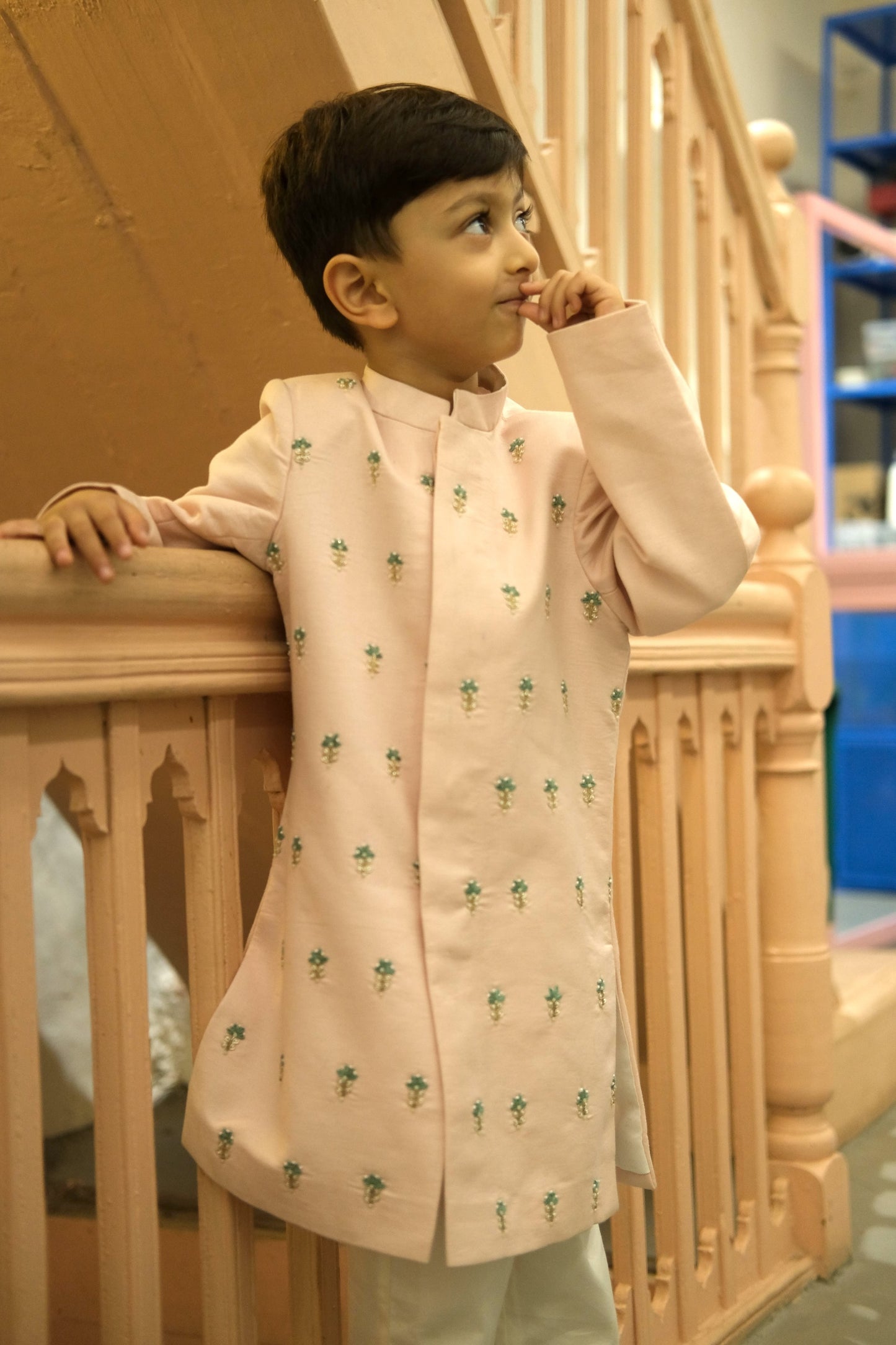 Gulvanya Premium Cotton Linen Handwork Sherwani Set