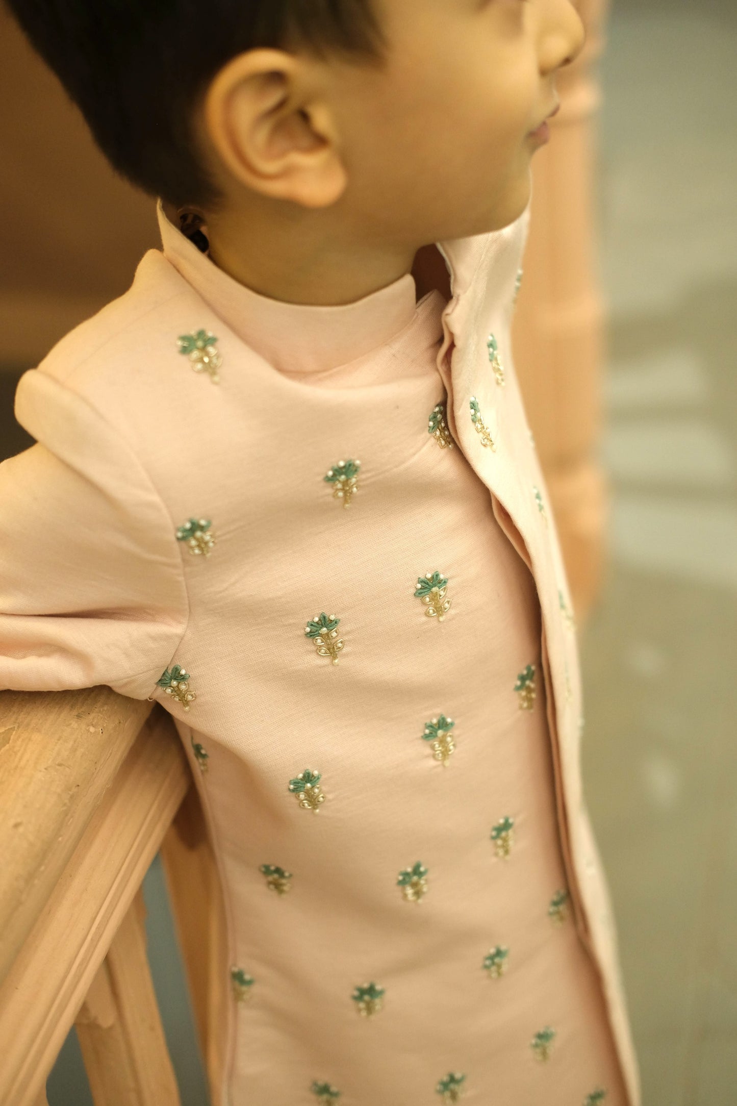 Gulvanya Premium Cotton Linen Handwork Sherwani Set