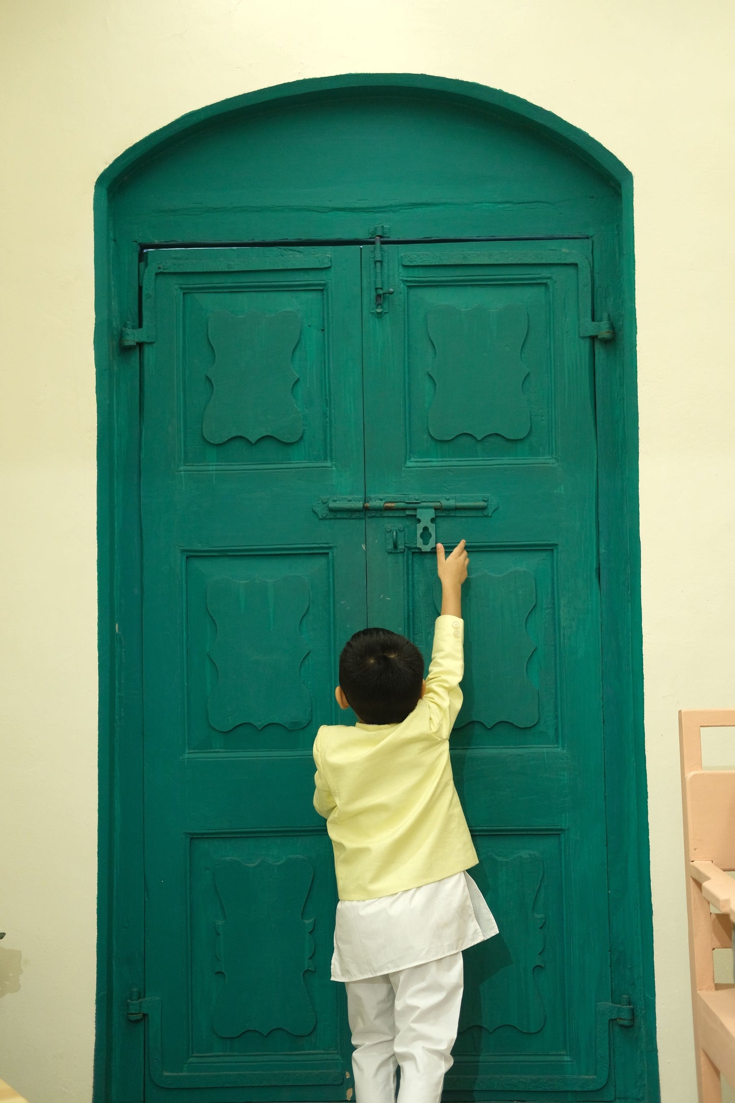 Regal Hive themed Handwork Pure Linen Bandgala Pure Cotton Kurta Pajama Set Set