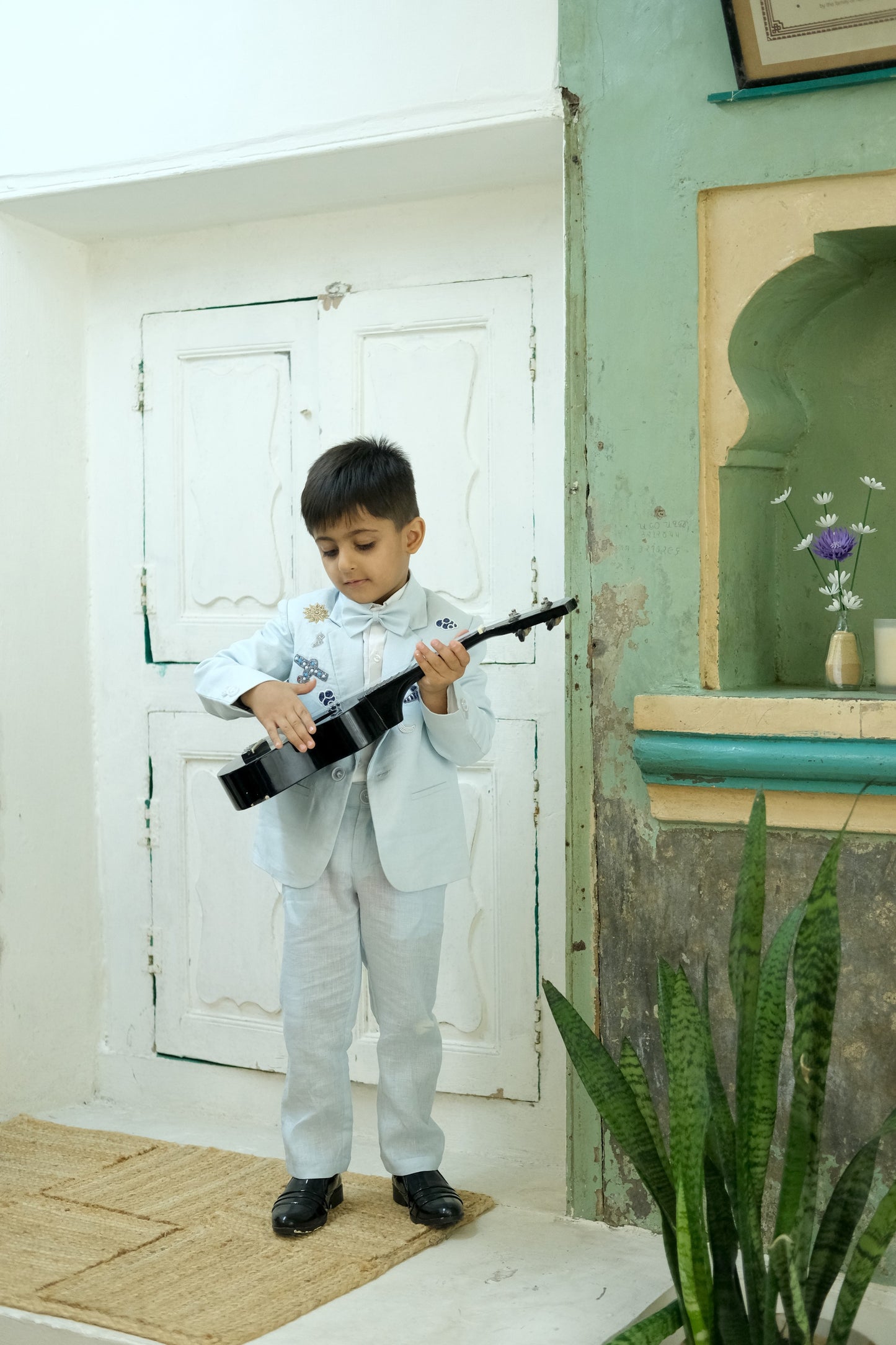 Flying Fighters Handworked Pure Linen Blazer Set