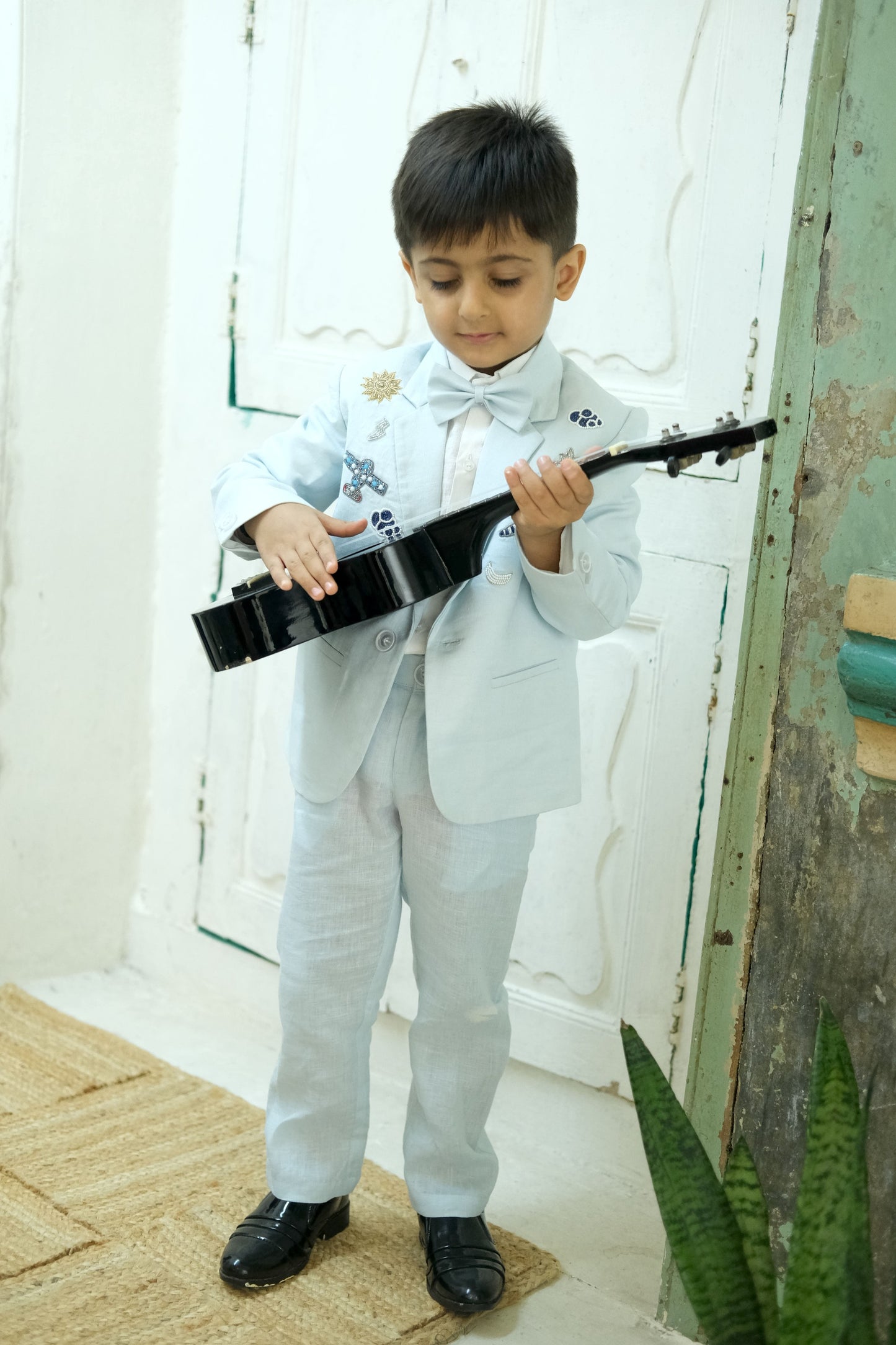 Flying Fighters Handworked Pure Linen Blazer Set