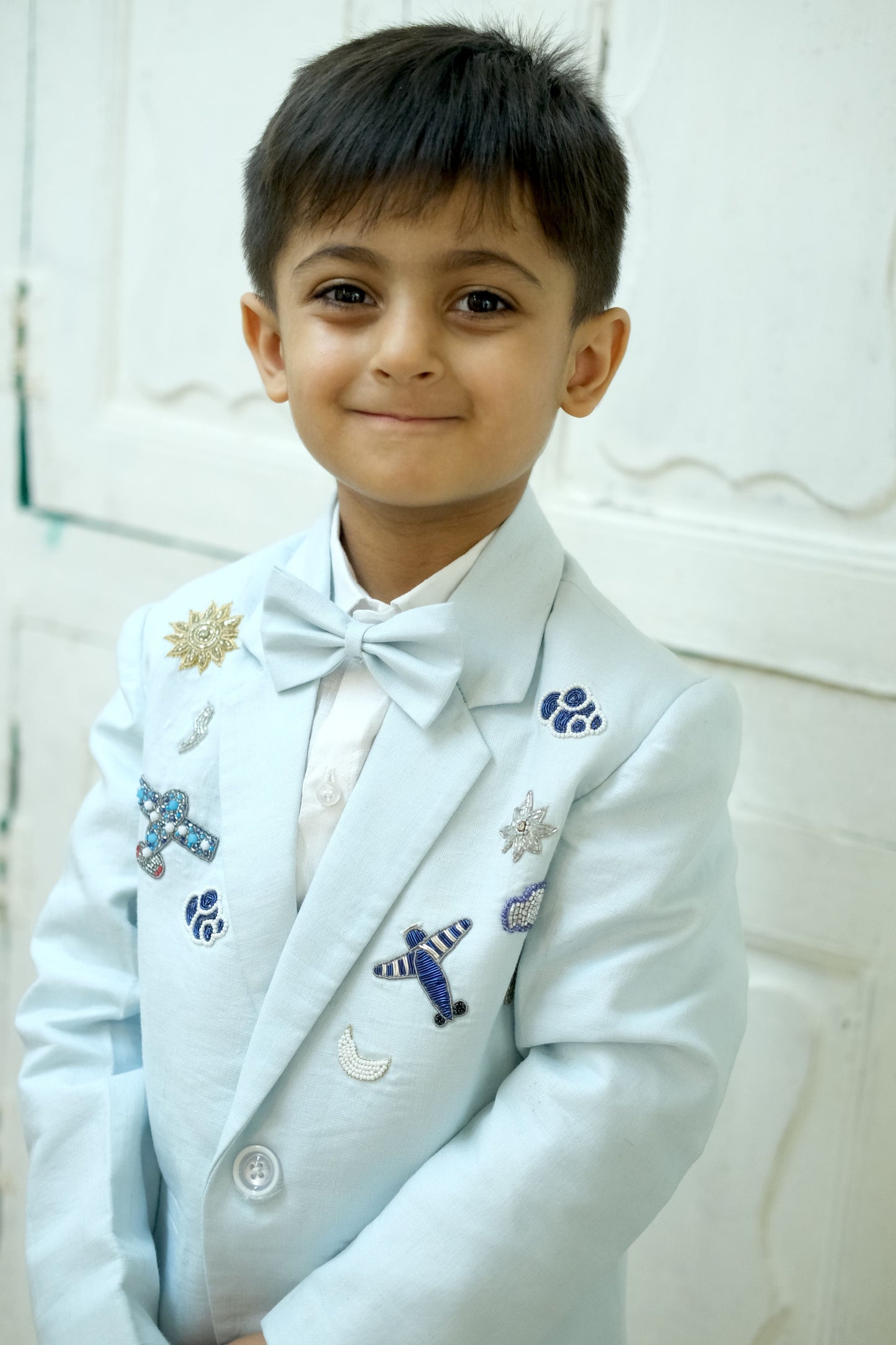 Flying Fighters Handworked Pure Linen Blazer Set