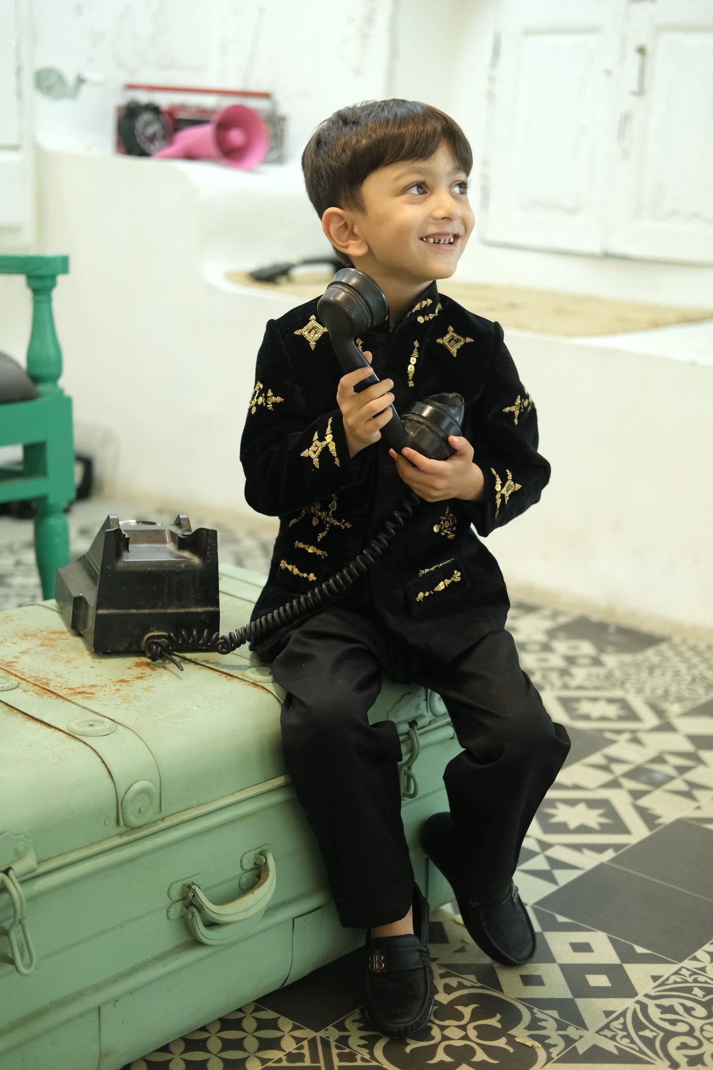 NoirZar  Premium Velvet  Handworked Bandgala Set