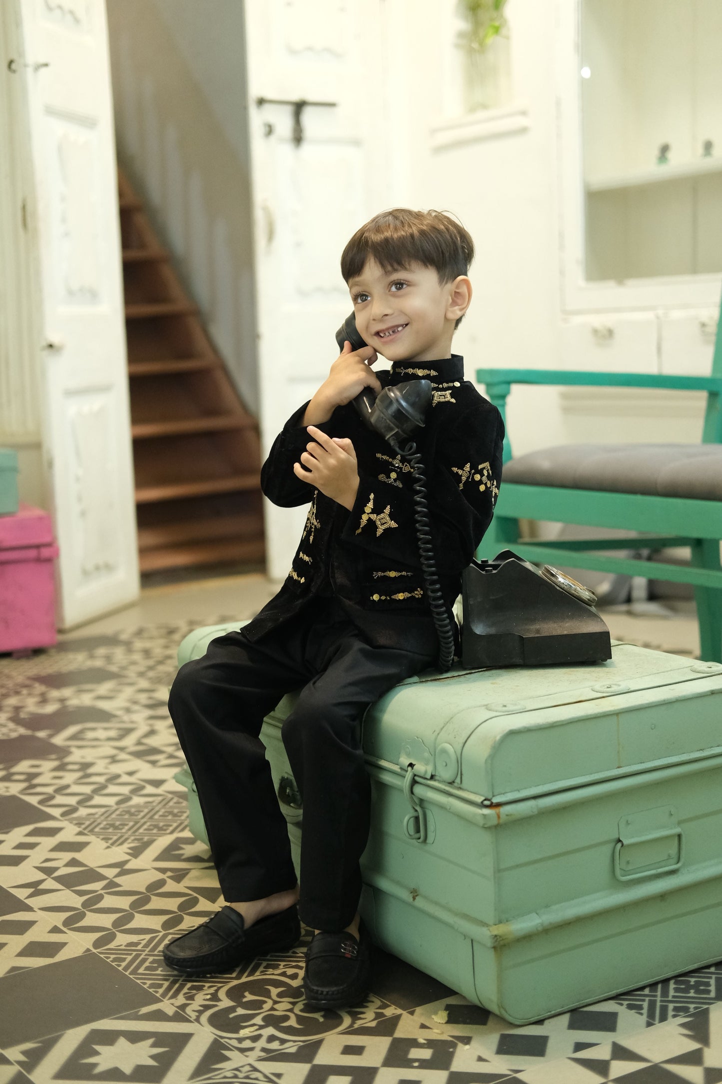 NoirZar  Premium Velvet  Handworked Bandgala Set