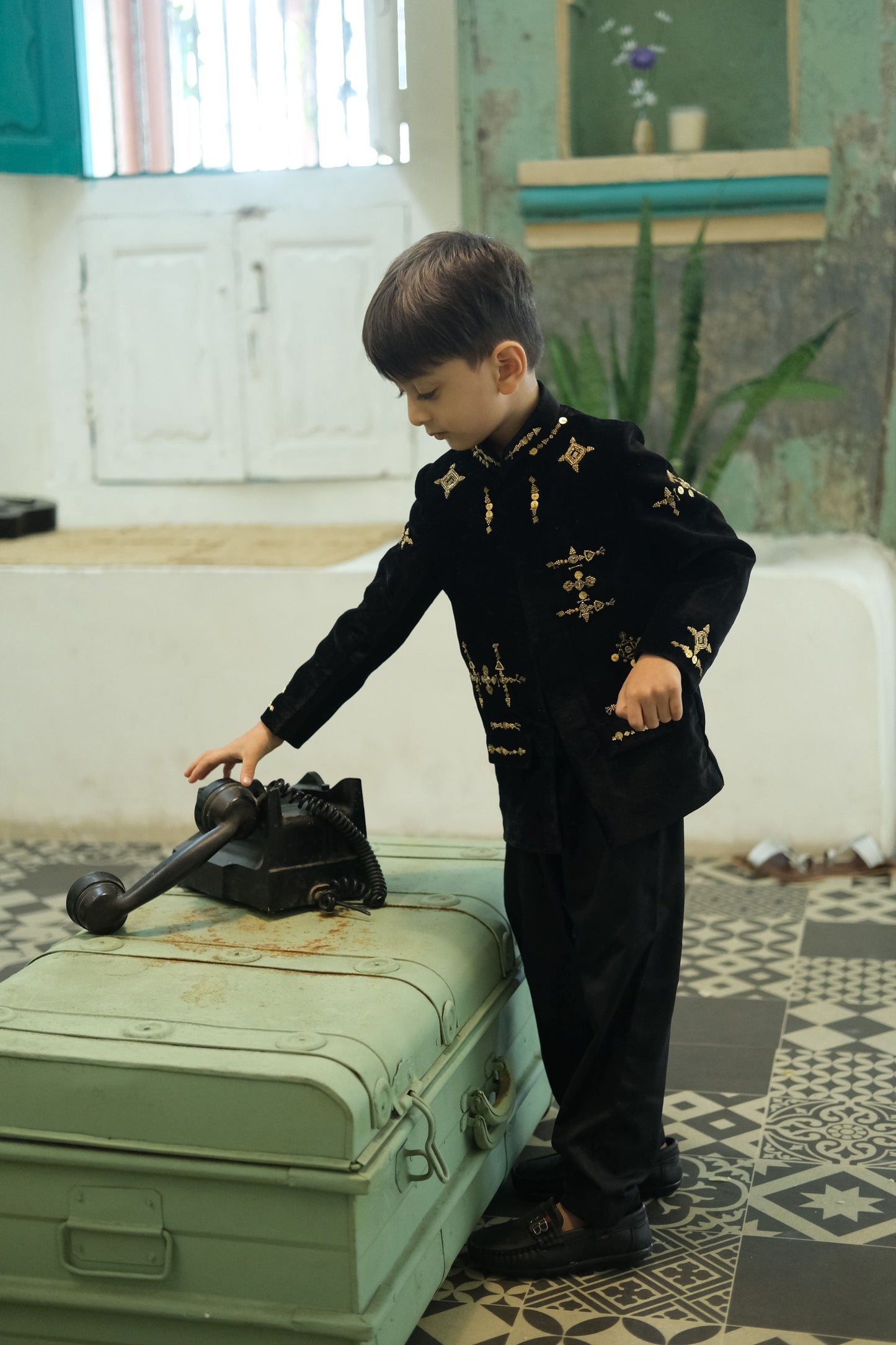 NoirZar  Premium Velvet  Handworked Bandgala Set