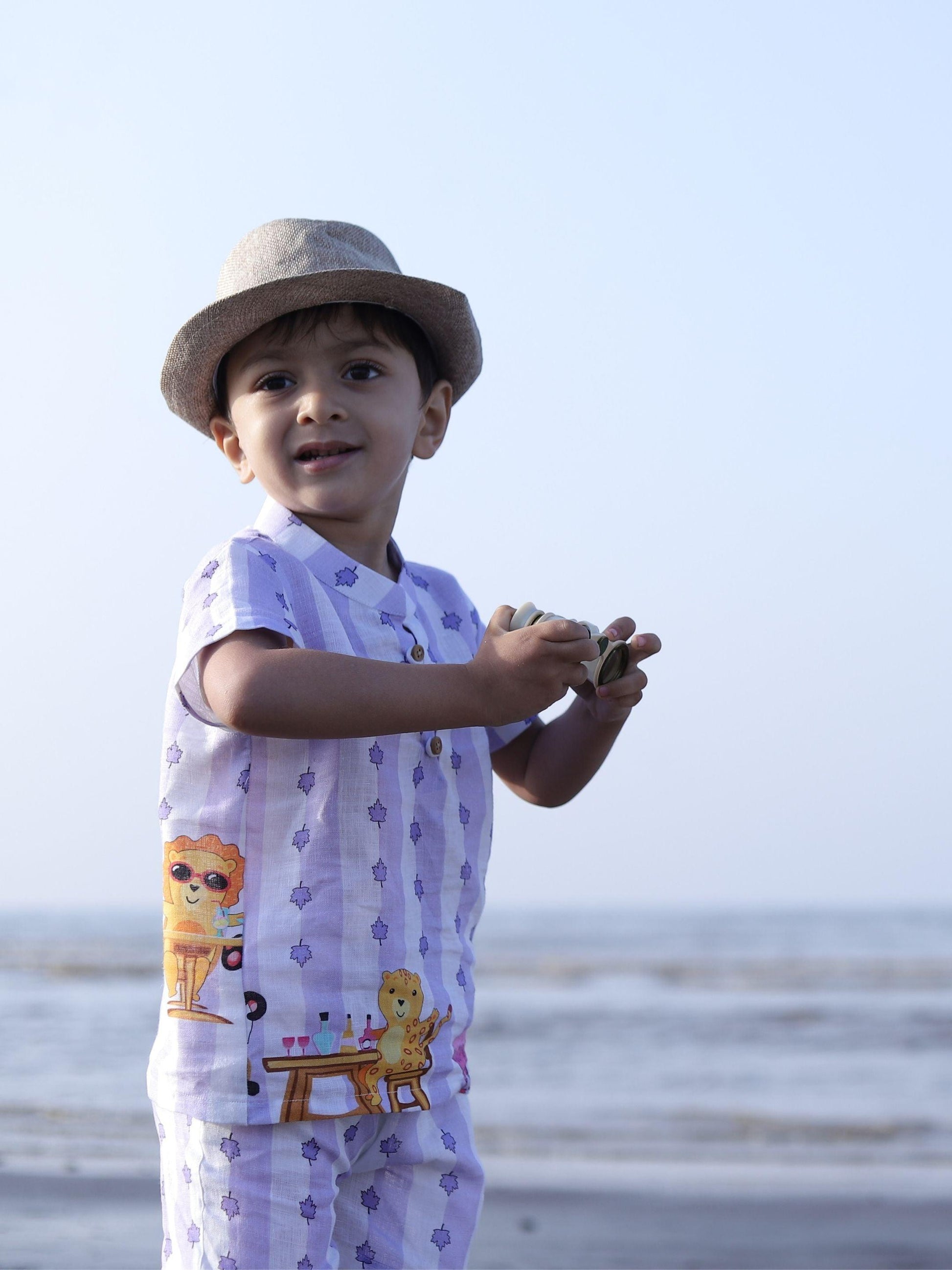 Party Animals Themed Printed Pure Linen Premium Co-ords - Funny Bones Clothings