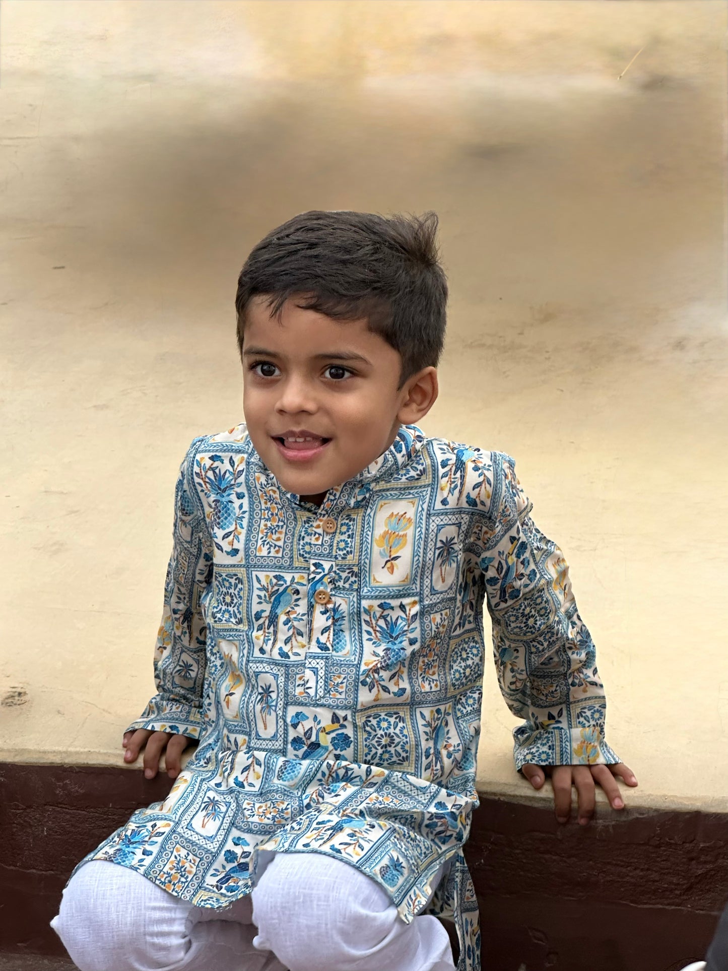 The Royal Tropic Print Pure Muslin Silk Kurta Pajama Set