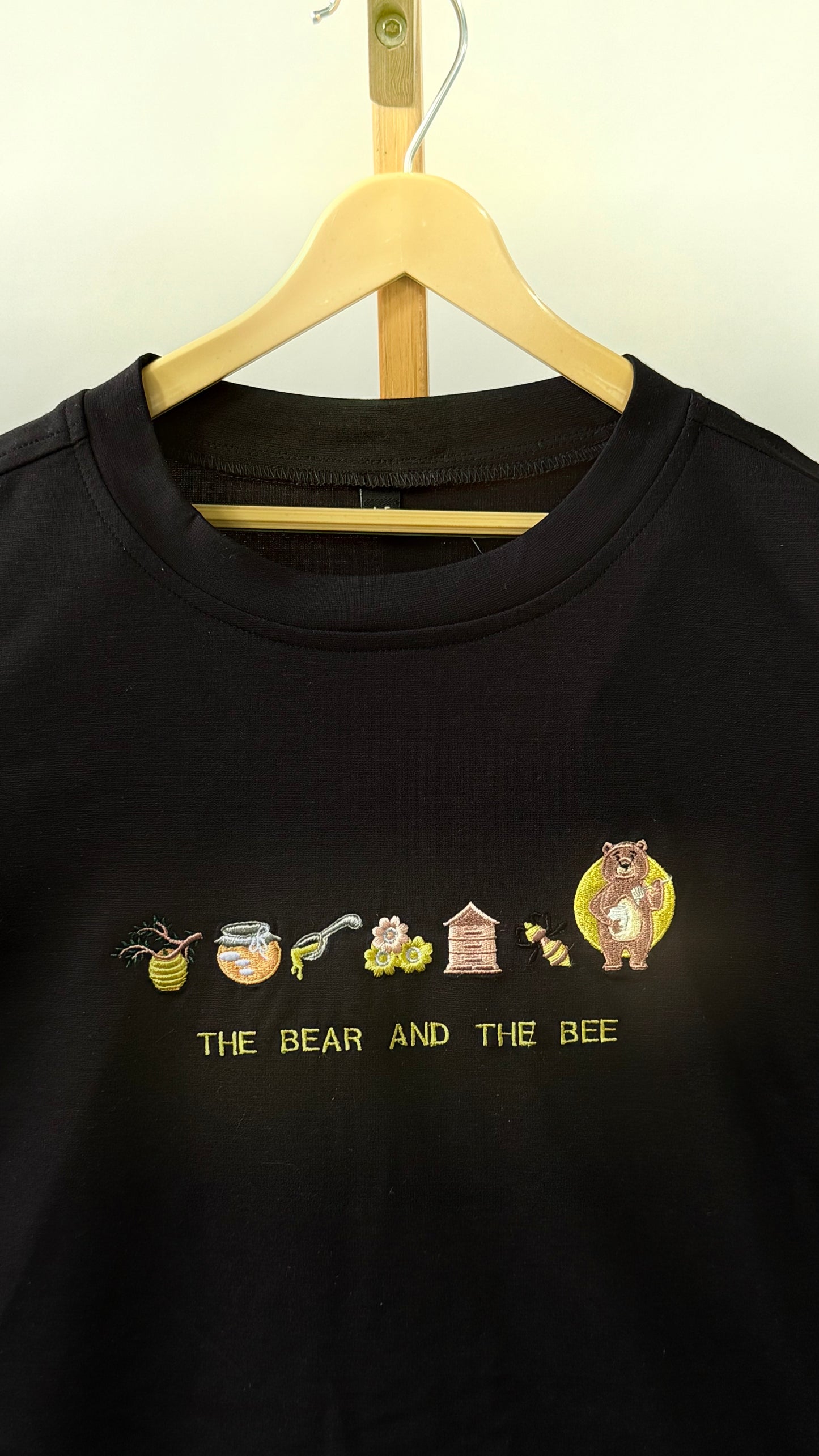 Tencel™ Fabric The Honey and The Bear Story Inspired Embroidered Half Sleeves T-Shirt