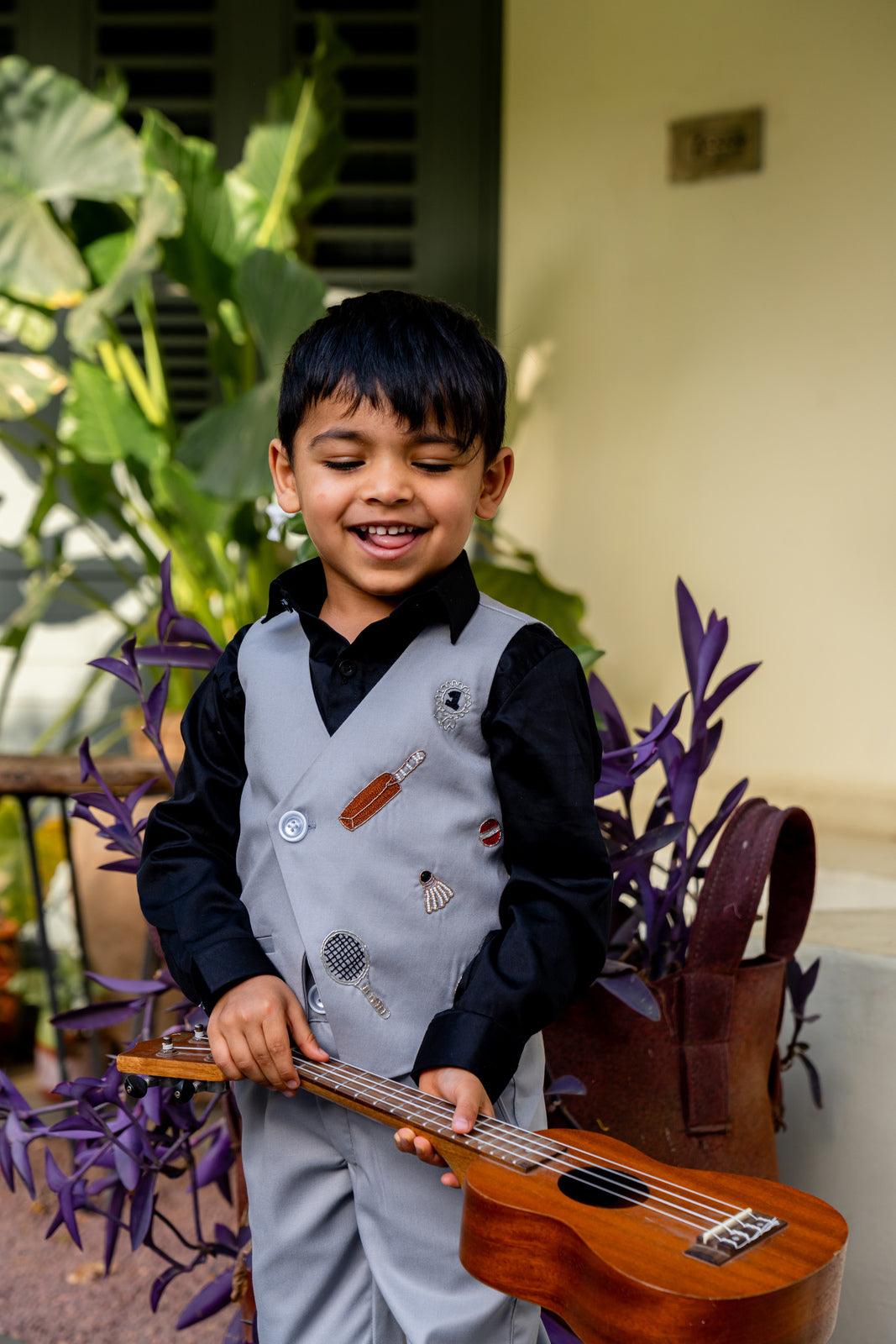 Champions’ Grey Ensemble Themed Waist Coat Set