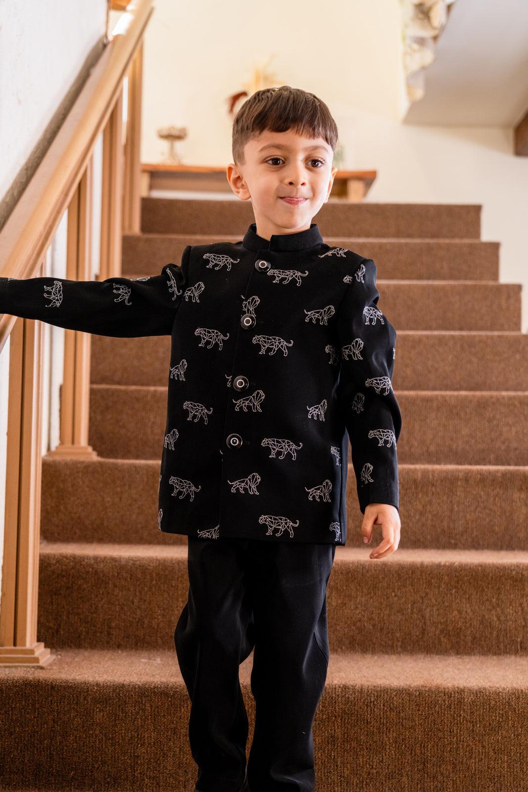 Kings of Prowls Themed Embriodered Bandgala Jodhpuri Blazer Set