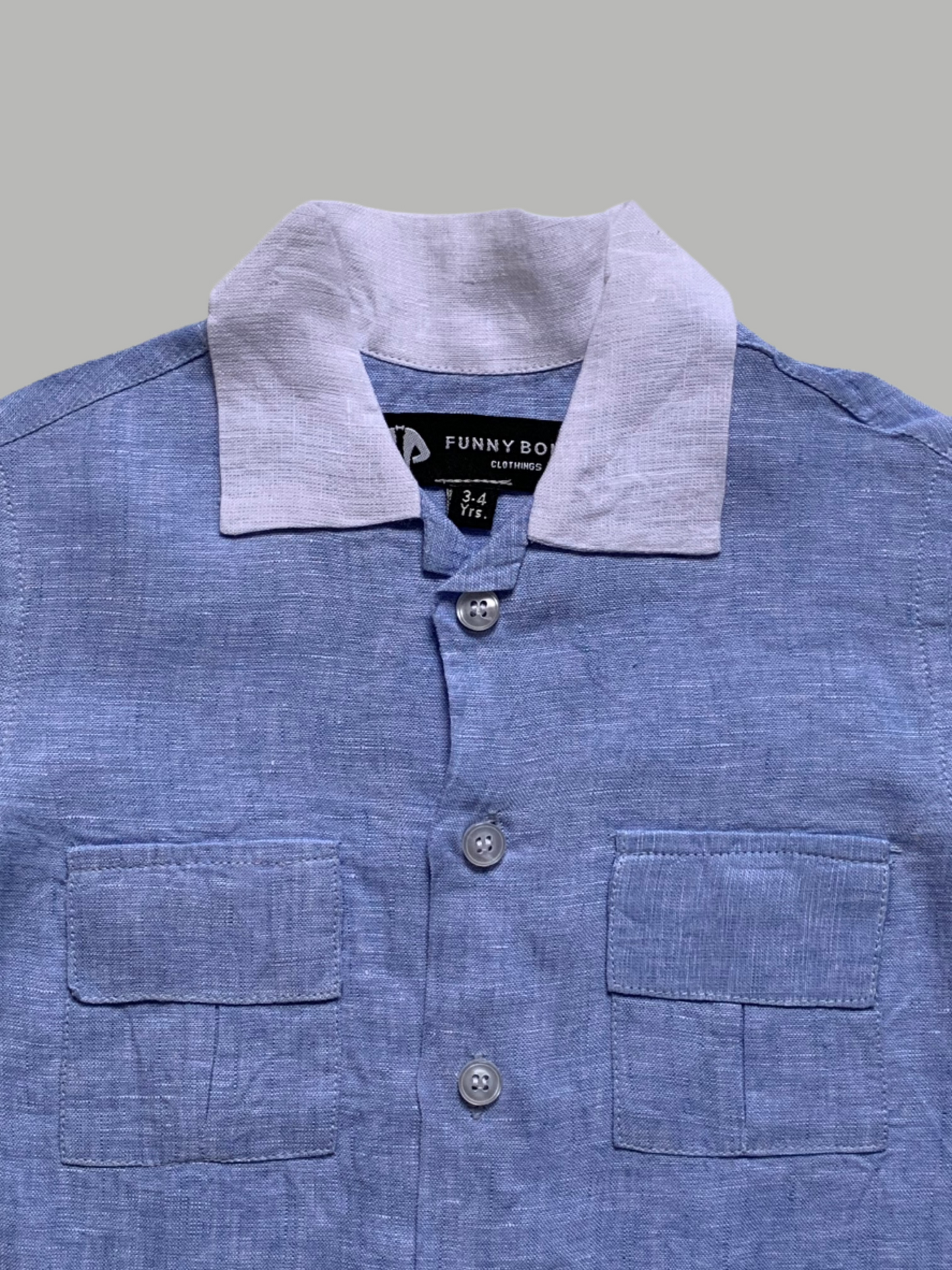 Classic Unisex Blue White Collared Shirt & White Shorts Set - Funny Bones Clothings