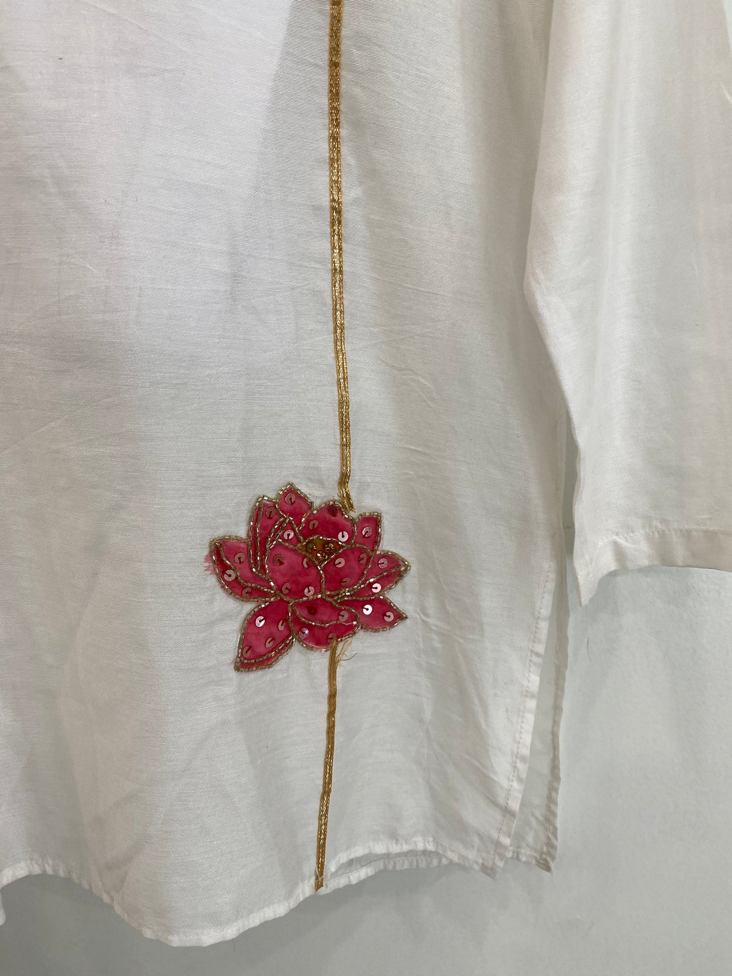 Festival of Lotus Themed Handpainted Chanderi Kurta Pajama Set