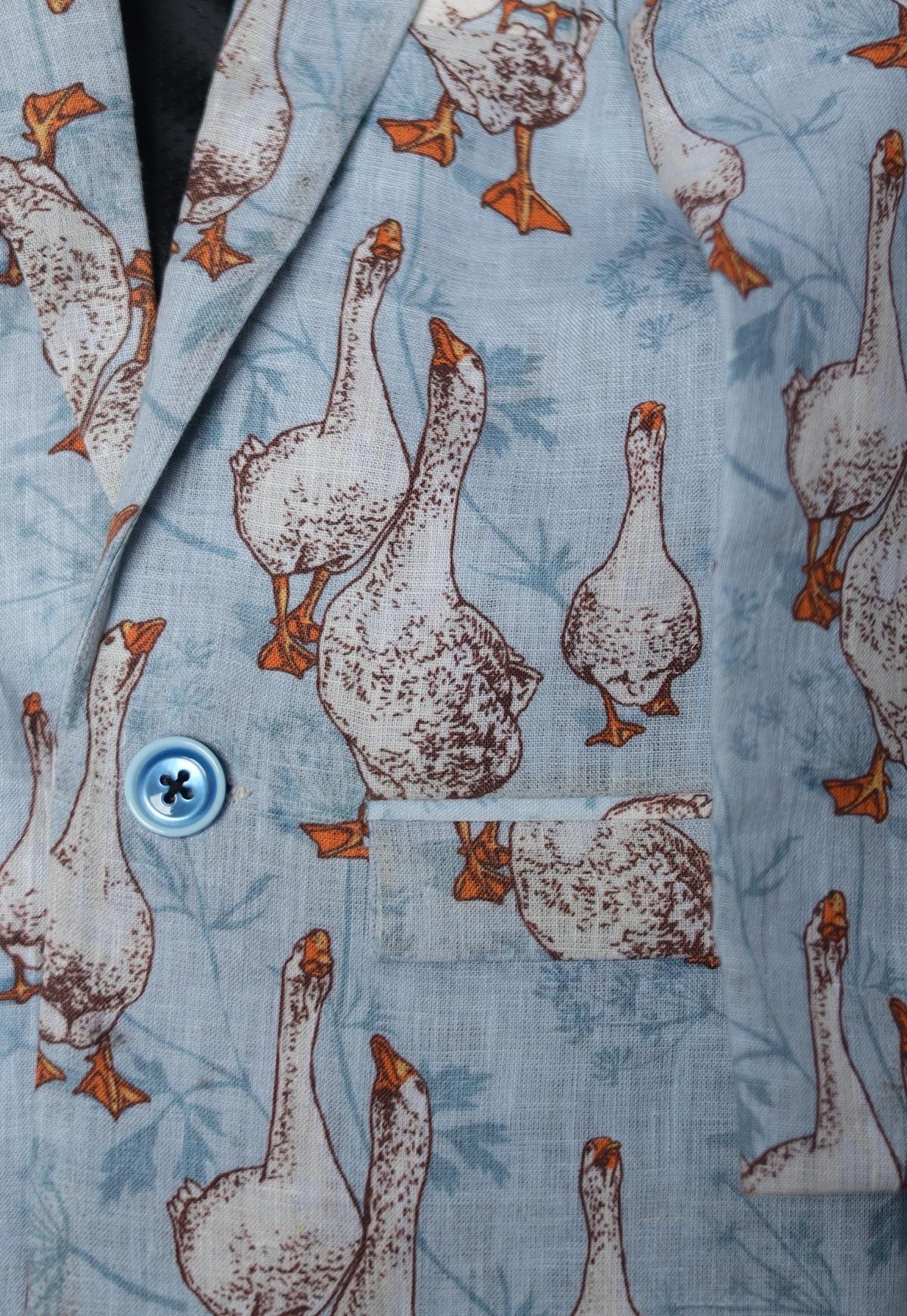 Goose Printed Pure Linen Blazer Only - Funny Bones Clothings