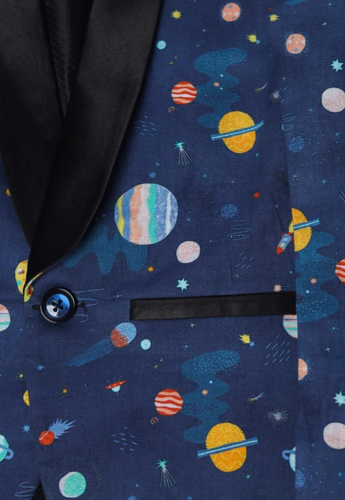 Planet Printed Pure Linen Blazer Only - Funny Bones Clothings