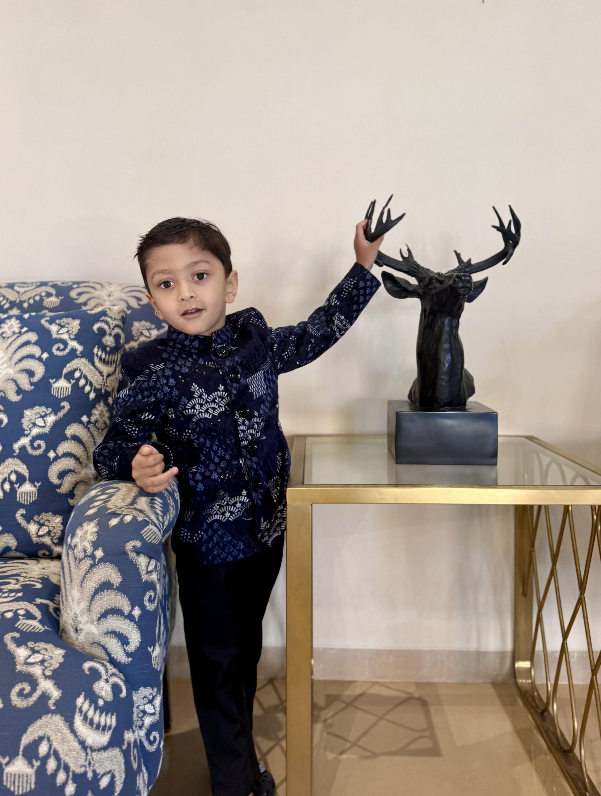 Deer Work Premium Velvet Jodhpuri Bandgala with Pants - Funny Bones Clothings