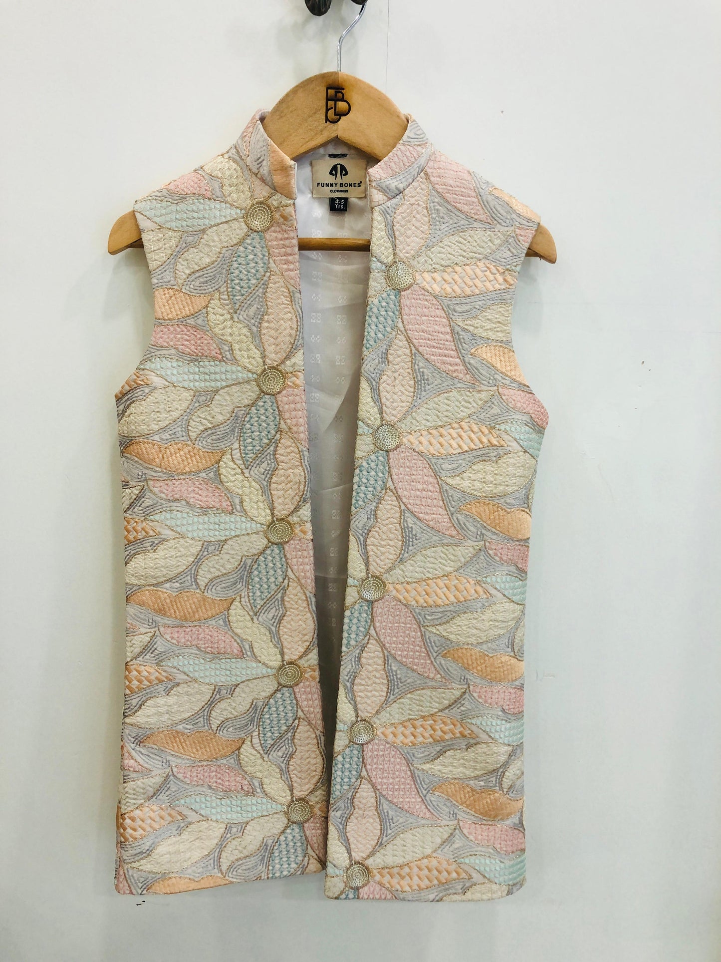 Floral Elegance Silk Long Koti Pure Cotton Kurta Pajama Set