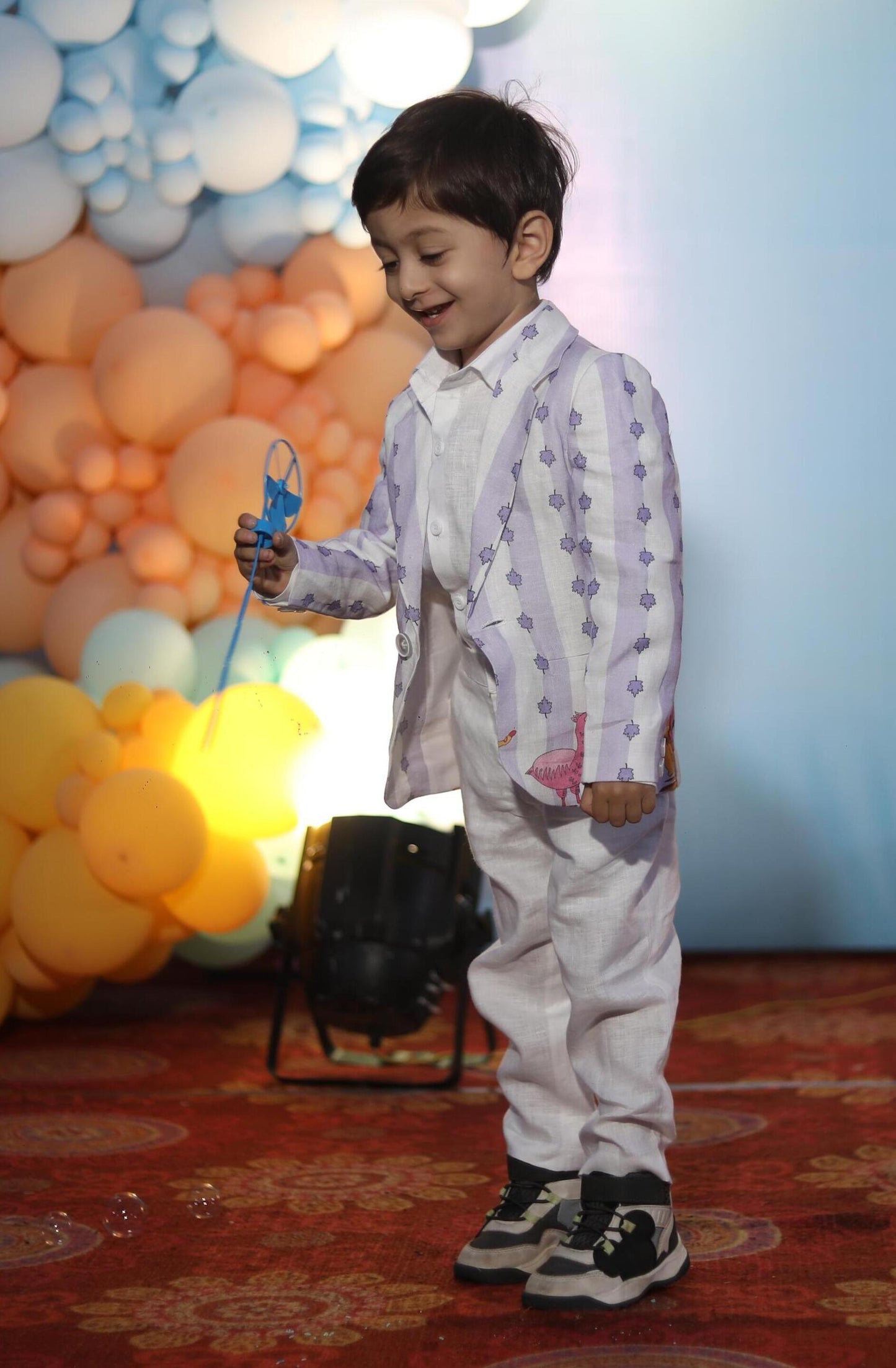 Party Animal Printed Pure Linen Blazer , Pure Linen Shirt and Pure Linen Pants Set - Funny Bones Clothings