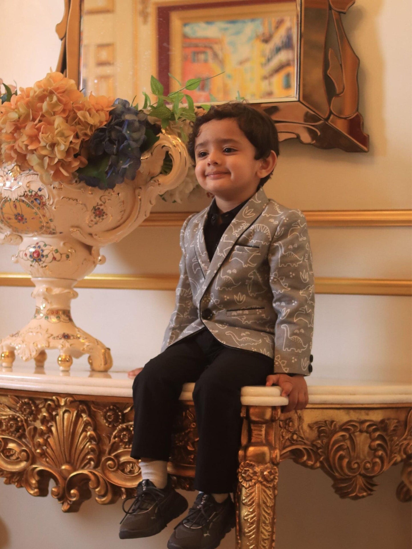 Dino Printed Pure Linen Blazer Only - Funny Bones Clothings