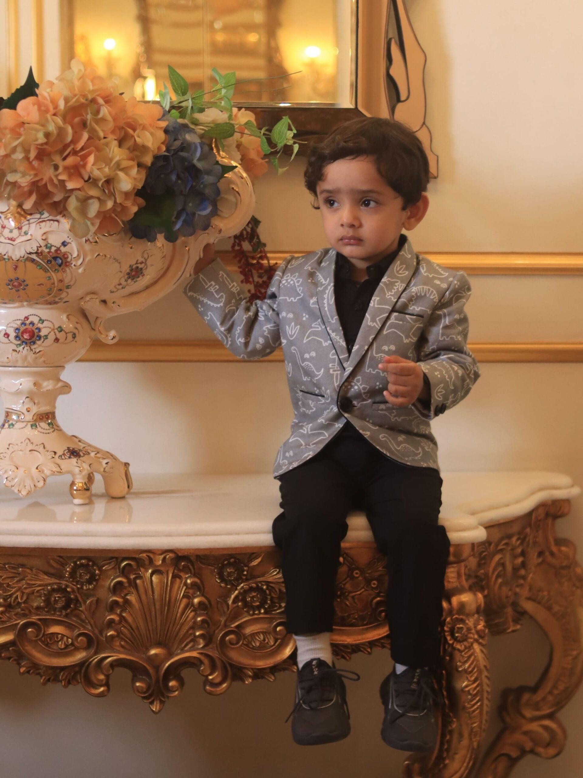 Dino Printed Pure Linen Blazer Set - Funny Bones Clothings