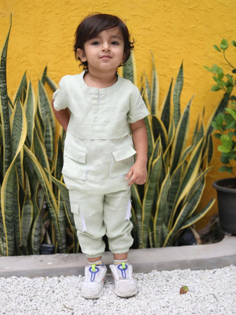 Box Pleated Pure Linen Premium Co-ords - Funny Bones Clothings