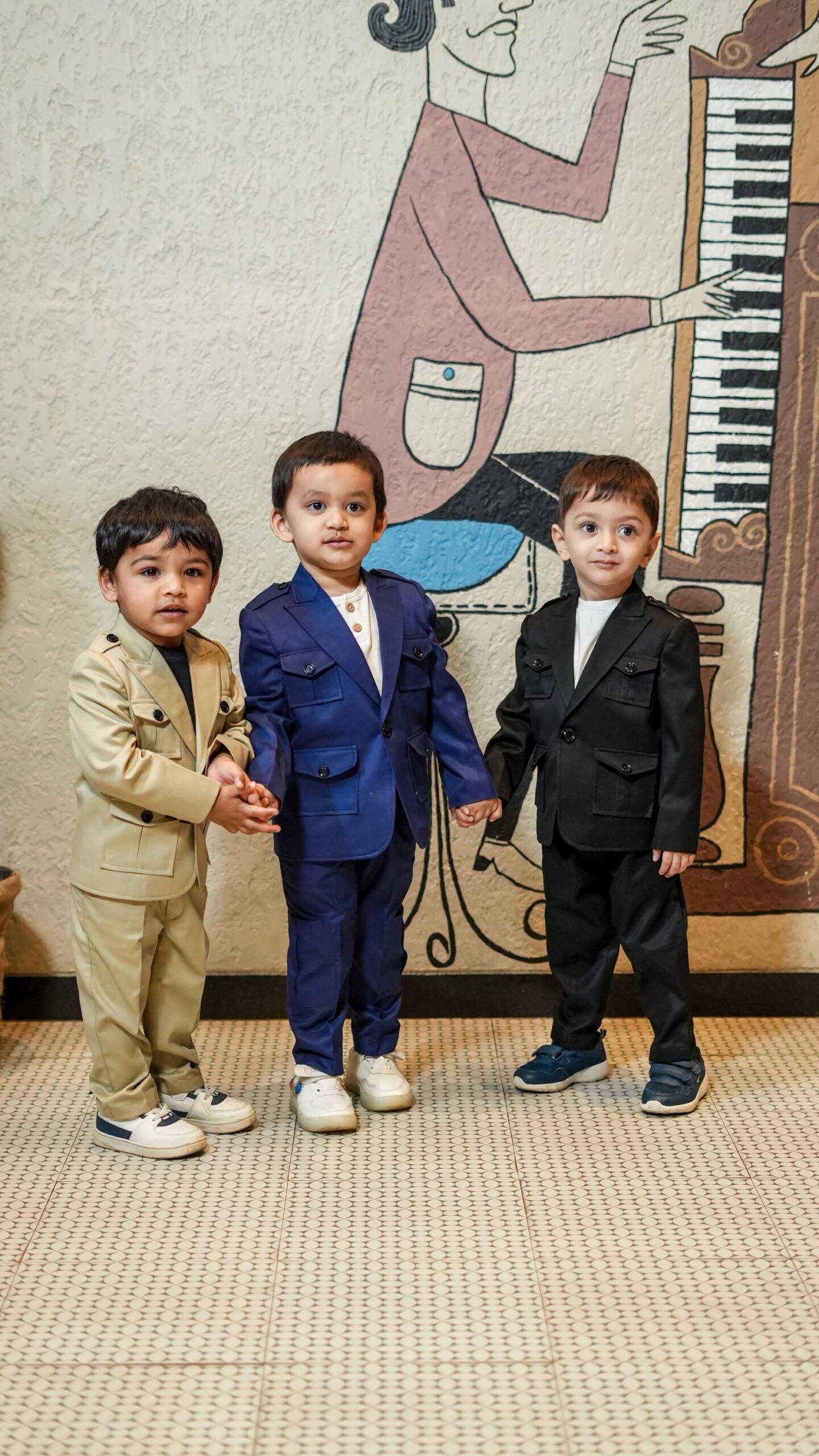 Korean Themed Multi Pocket Causual Blazer Set ( Camel Brown) - Funny Bones Clothings