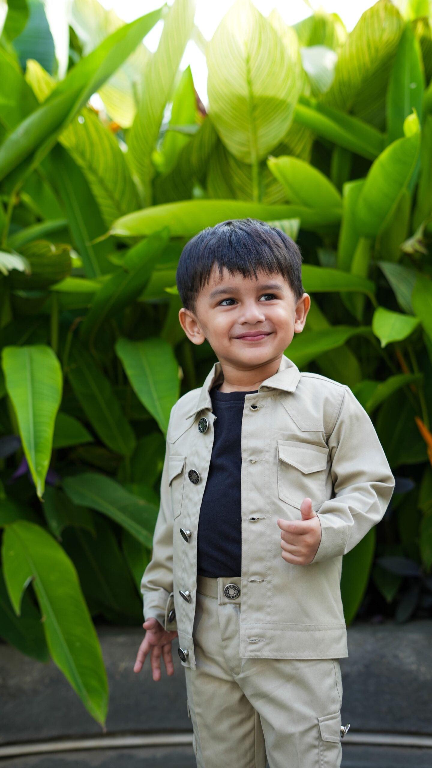 Korean Themed Jacket Cargo Pants Set ( Light Beige ) - Funny Bones Clothings