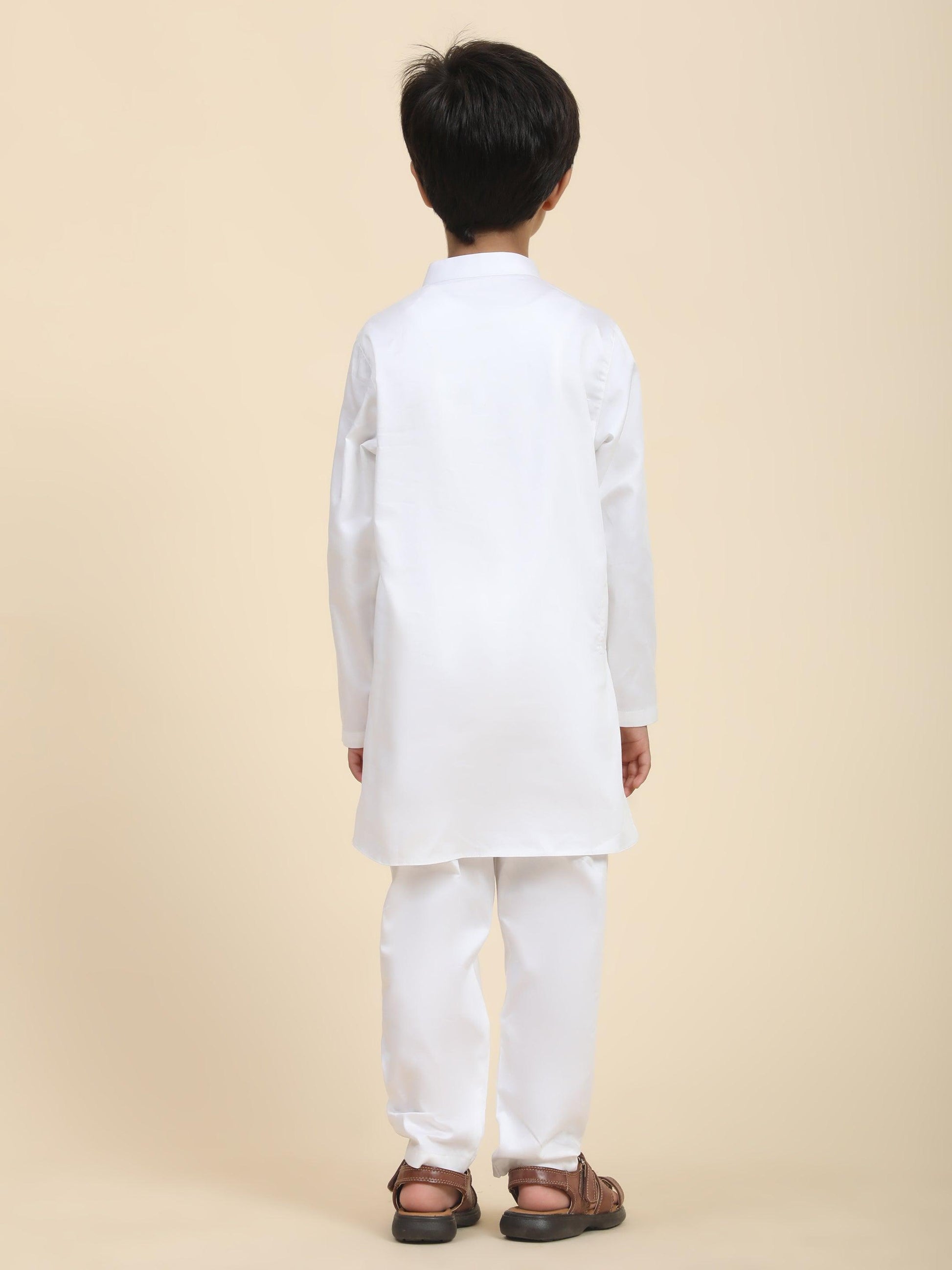Solid White Pure Premium Cotton Kurta and Pajama Set - Funny Bones Clothings
