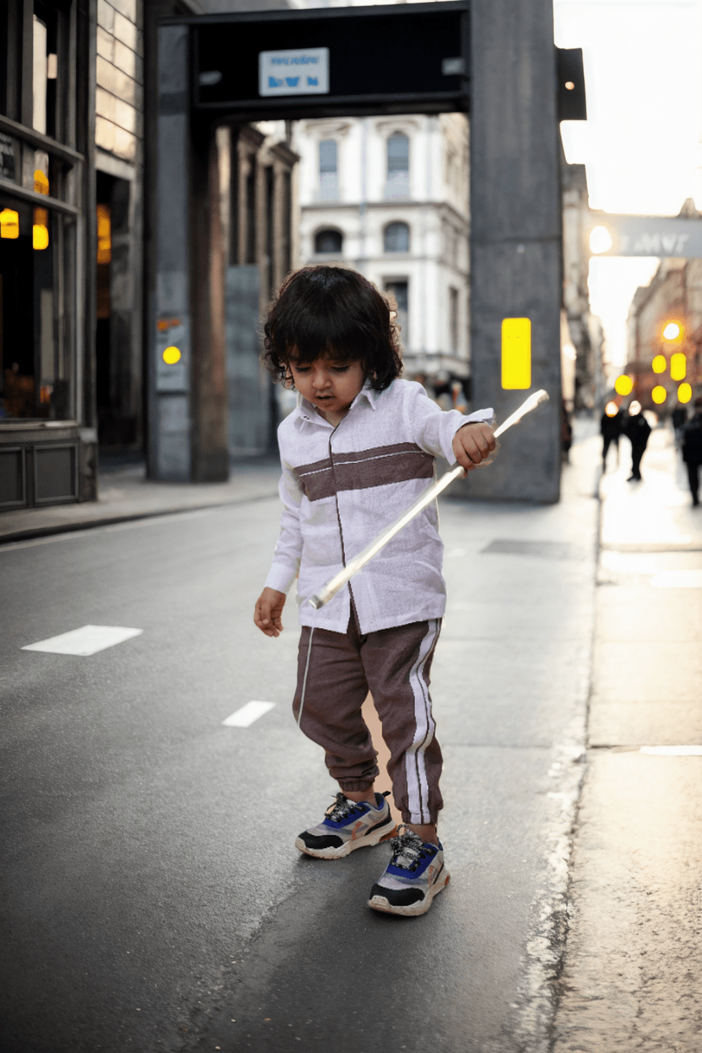 Striped Style White Brown Color Pure Linen Shirt