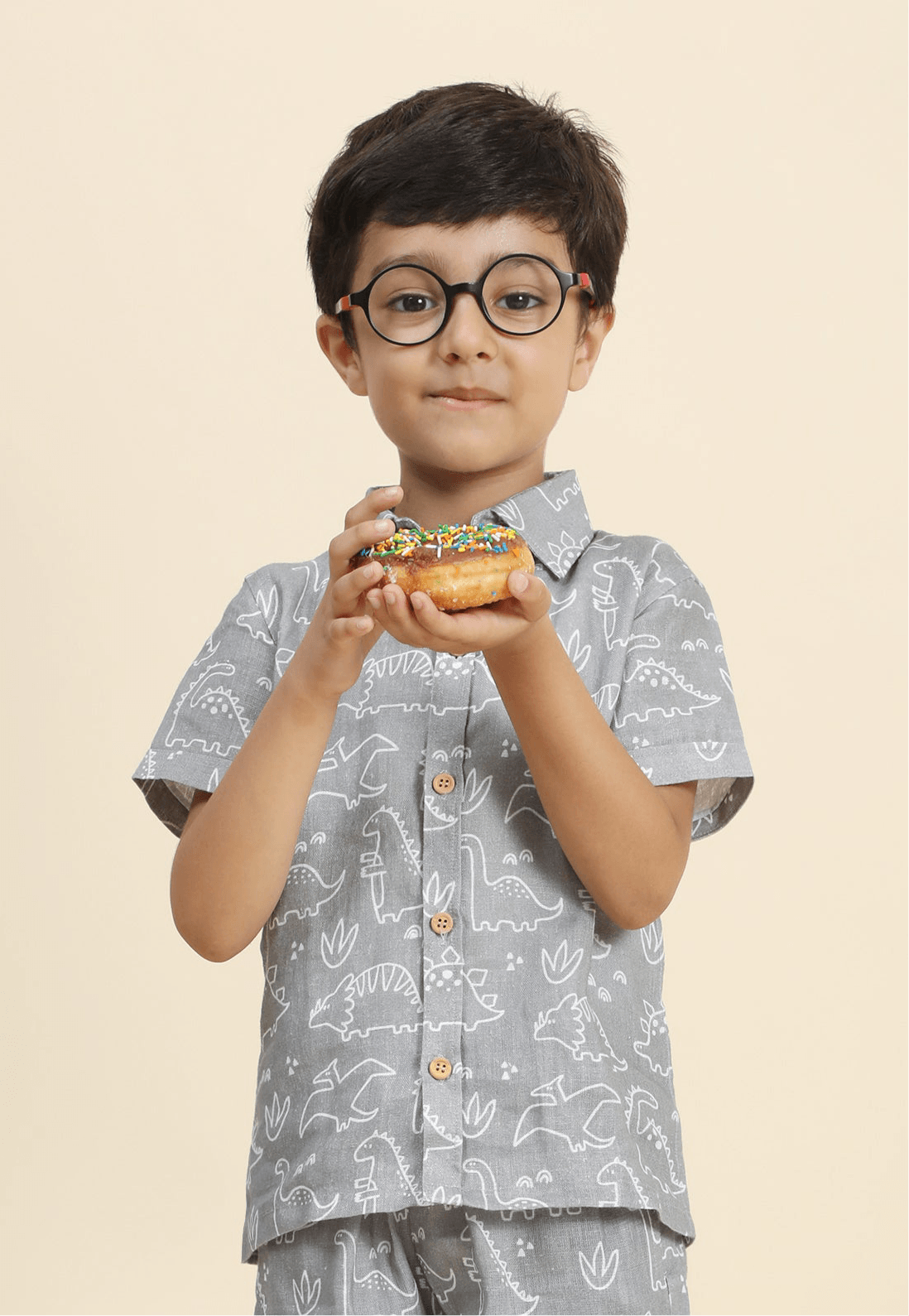 Dino Print Pure Linen Shirt