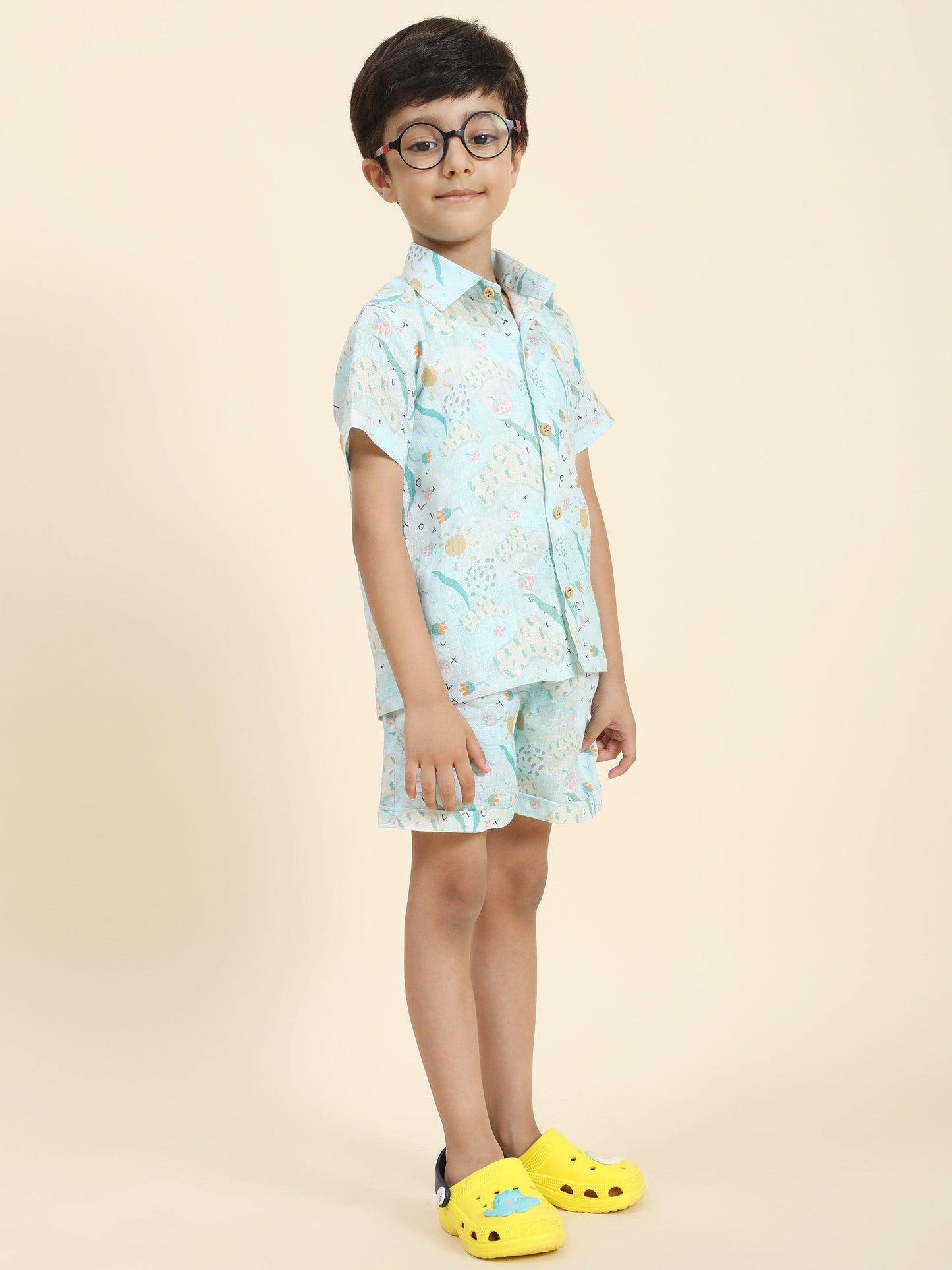 Waterlife Printed Pure Linen Premium Co-ords - Funny Bones Clothings