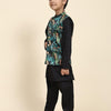 Black Leopard Satin Koti with Black Kurta Pajama Set - Funny Bones Clothings