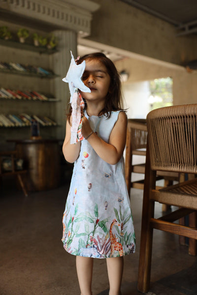 The Natures Flight Print Pure Linen Dress