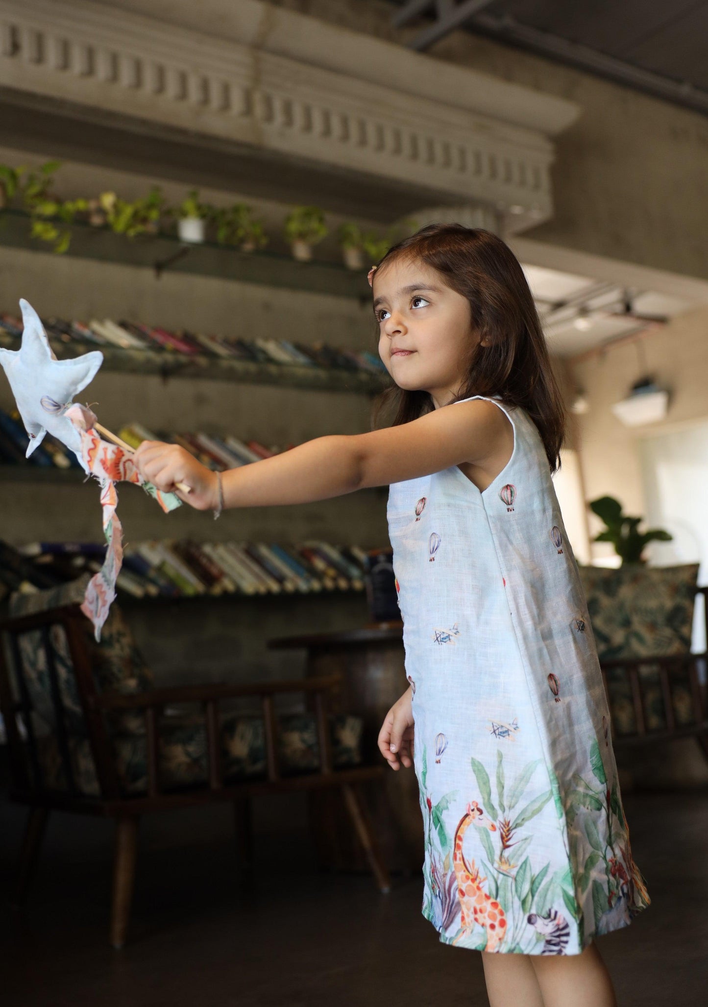 The Natures Flight Print Pure Linen Dress