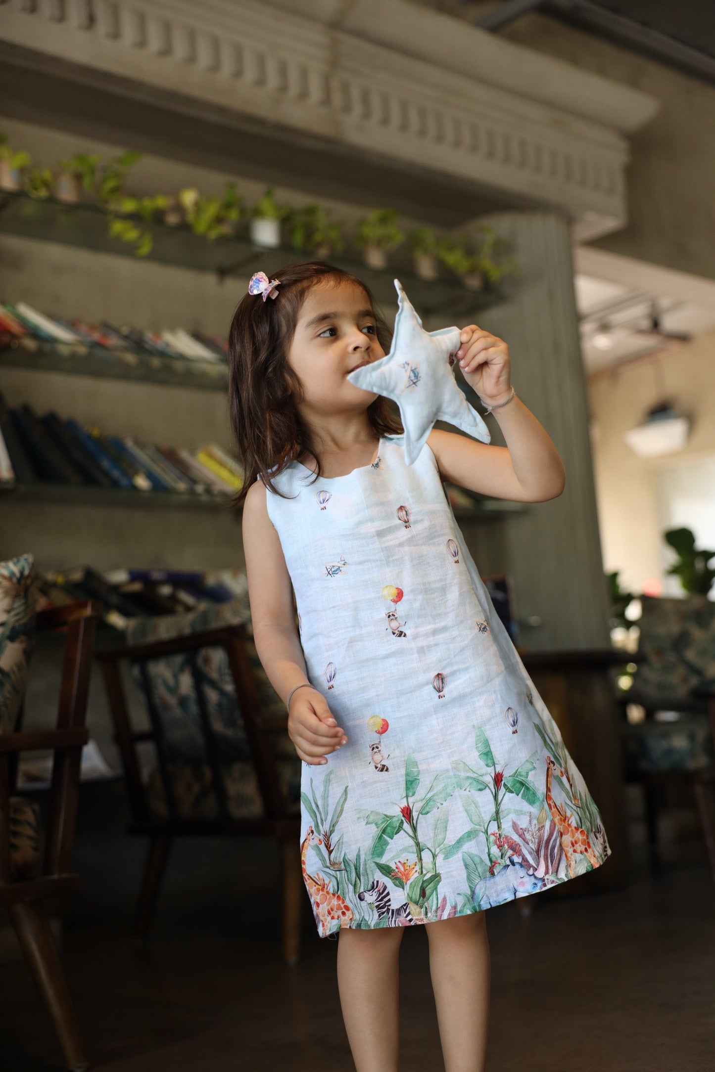The Natures Flight Print Pure Linen Dress