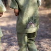 The Gilded Trails And Tent inspired Pure Linen Handwork Unisex Coord Set - Green
