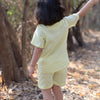 The Serenity By The Shore inspired Pure Linen Handwork Unisex Coord Set - Yellow
