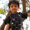 The Imperial Stars And Shuttles inspired Pure Linen Handwork Unisex Coord Set - Black