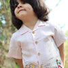 The Serenity By The Shore inspired Pure Linen Handwork Unisex Coord Set - Pink