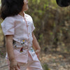 The Serenity By The Shore inspired Pure Linen Handwork Unisex Coord Set - Pink