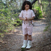 The Serenity By The Shore inspired Pure Linen Handwork Unisex Coord Set - Pink