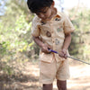 The Gilded Trails And Tent inspired Pure Linen Handwork Unisex Coord Set - Peach