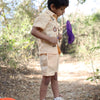 The Gilded Trails And Tent inspired Pure Linen Handwork Unisex Coord Set - Peach